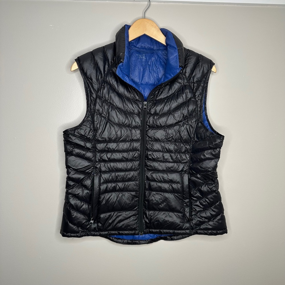 Bernardo‎ Goose Down Puffer Vest Womens Large Black Blue Lightweight Packable